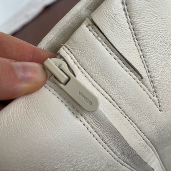 Vince Nicco Leather Boot White Wood Patform Heel Clog Zipper Womens 7.5 - Picture 7 of 11